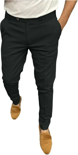 Business Dress Work Slim Fit Pants for Men Casual Button Zipper Classic Suit Pant Cotton Thin Quick Dry Trousers