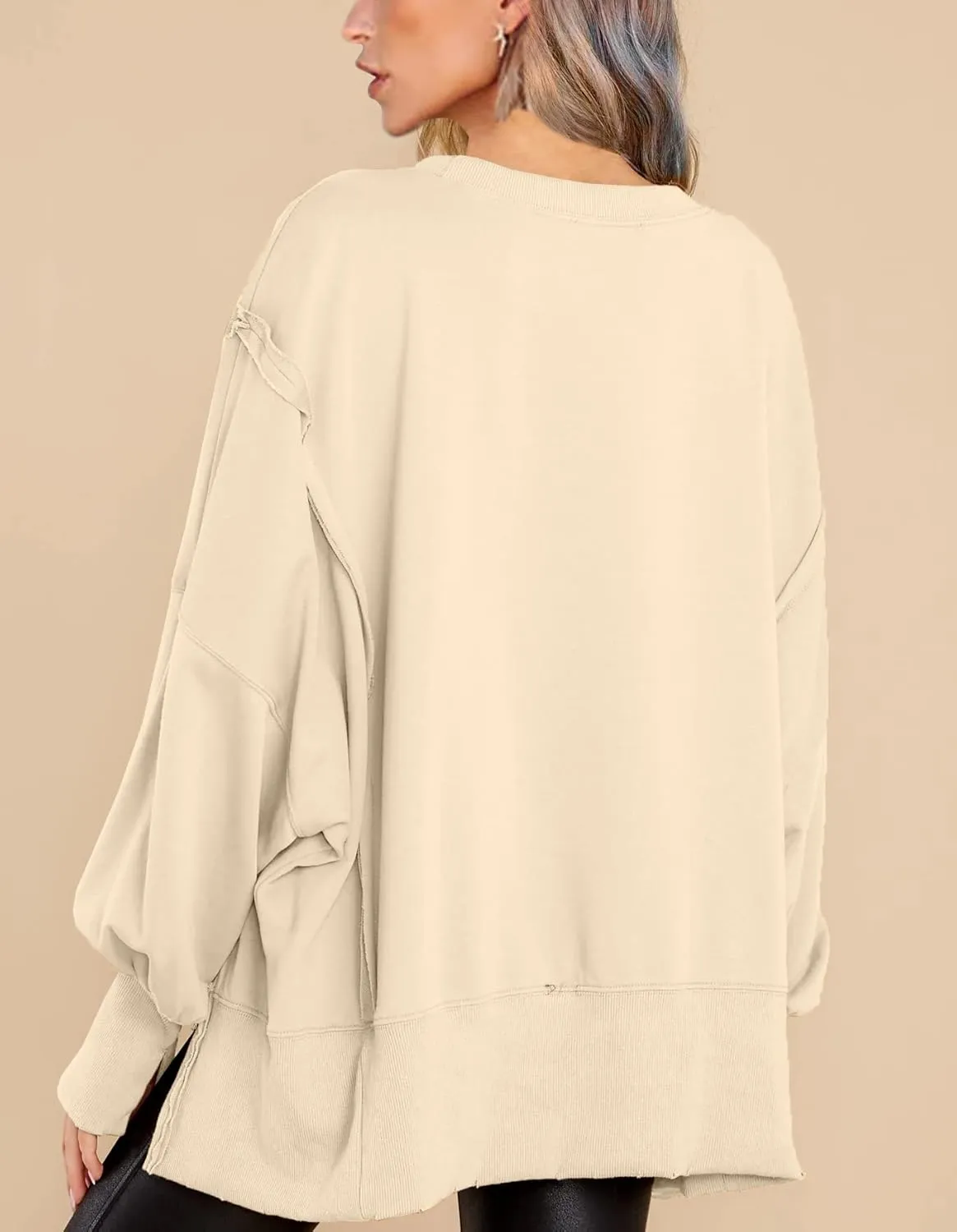 BWQ Womens Oversized Sweatshirt Crewneck Long Sleeve Shirts Pullover Sweatshirts S-2XL