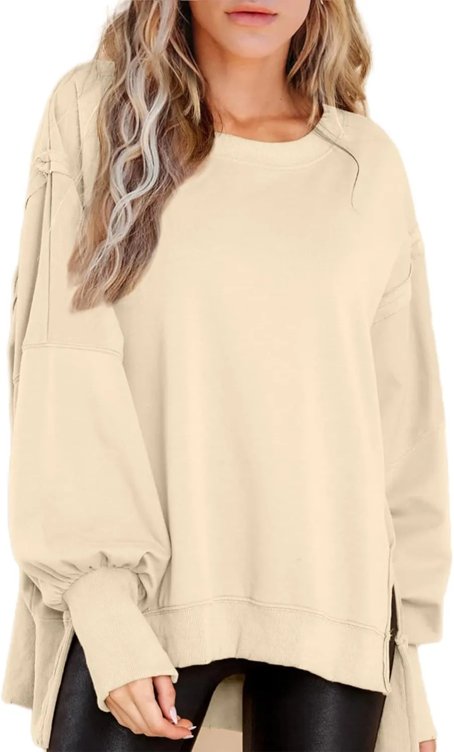 BWQ Womens Oversized Sweatshirt Crewneck Long Sleeve Shirts Pullover Sweatshirts S-2XL