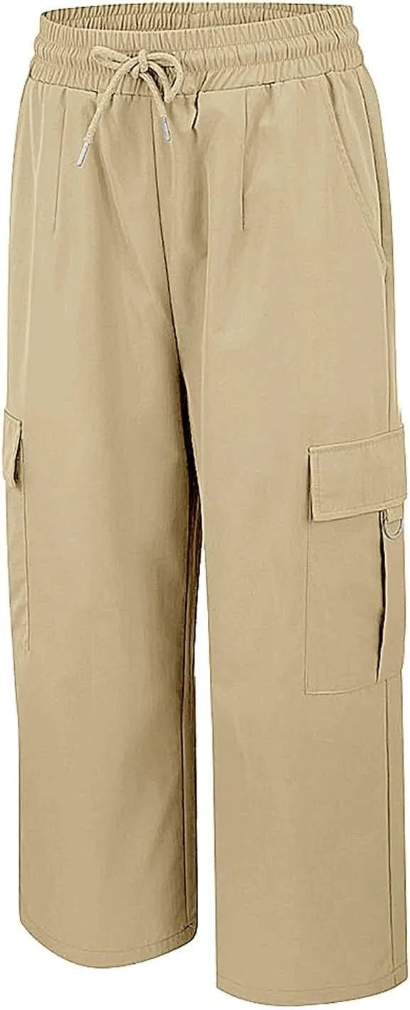 Cargo Capris for Women Plus Size High Waisted Elastic Cargo Athletic Pants Dressy Casual Summer Travel Long Shorts