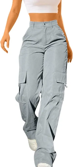 Cargo Pants for Women High Waisted Casual Hiking Streetwear Trousers with Pockets Y2k Straight Athletic Outdoor Pant