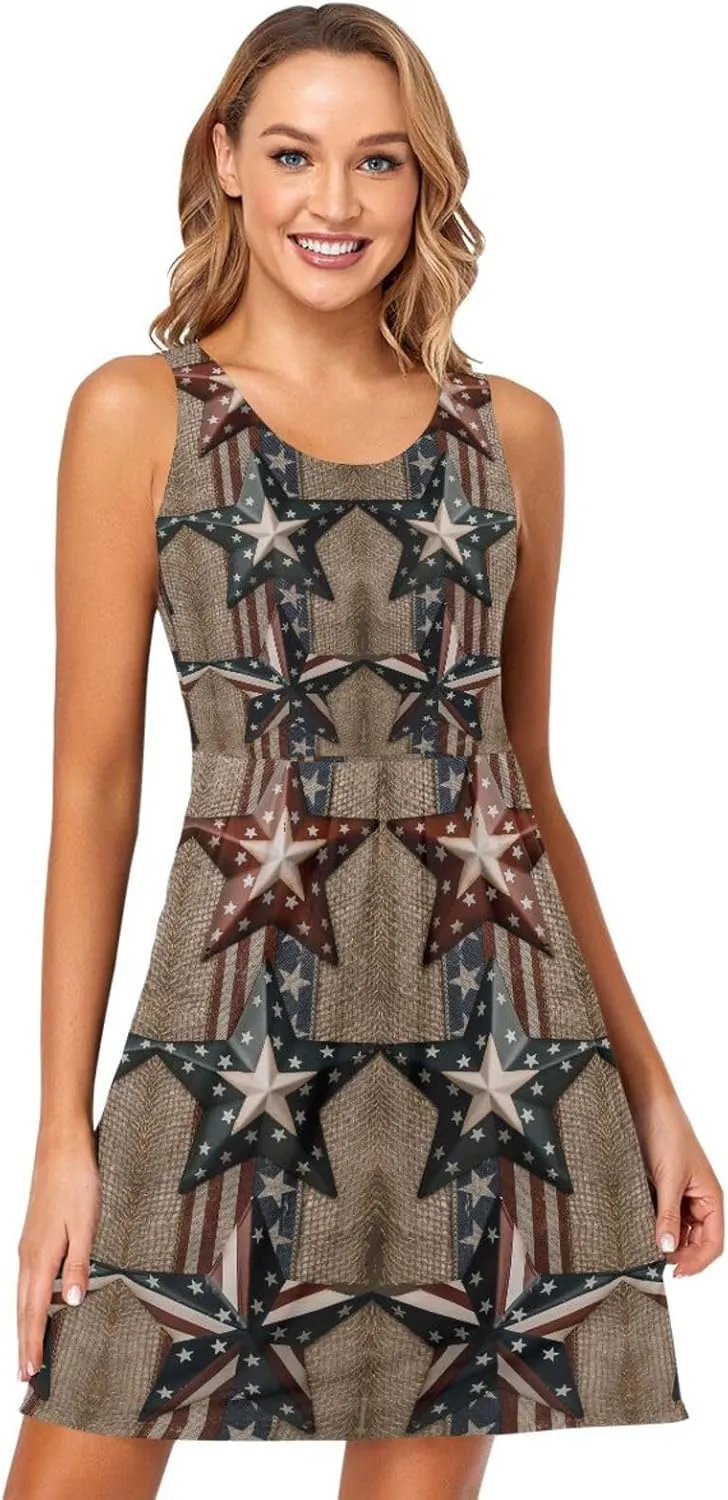 Casual Dresses Women's Summer Sleeveless Swing Pockets Cover Up Sundress(S-2XL)