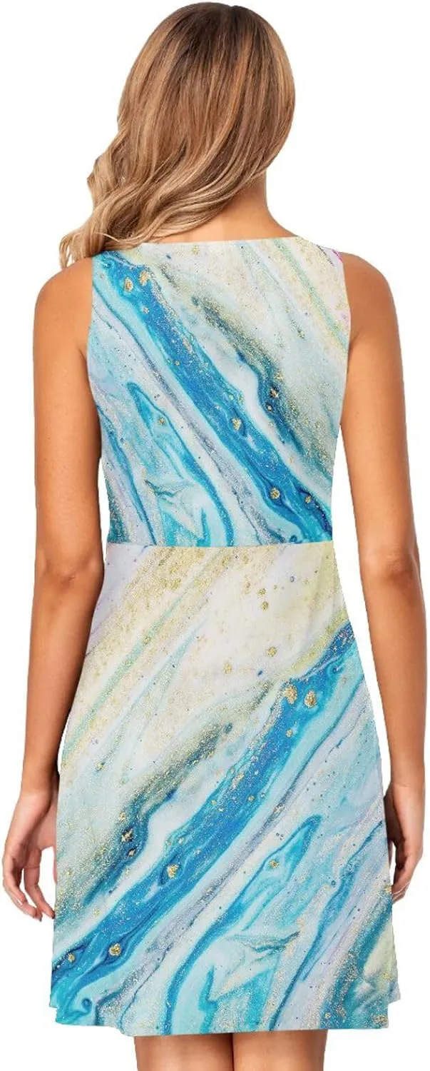 Casual Dresses Women's Summer Sleeveless Swing Pockets Cover Up Sundress(S-2XL)