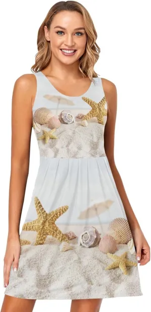 Casual Dresses Women's Summer Sleeveless Swing Pockets Cover Up Sundress(S-2XL)