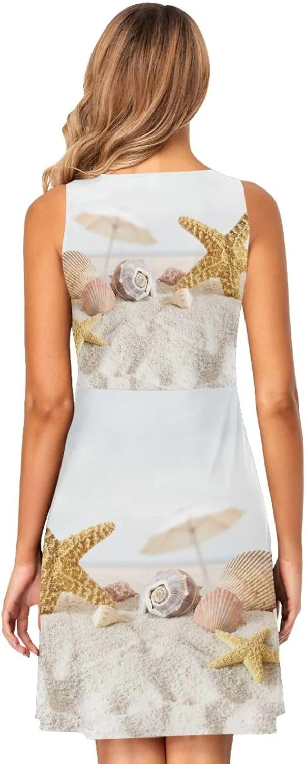 Casual Dresses Women's Summer Sleeveless Swing Pockets Cover Up Sundress(S-2XL)