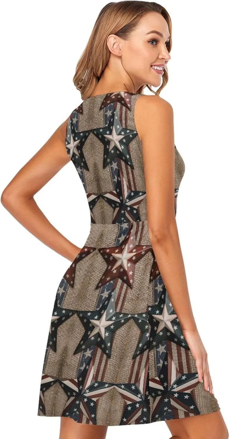 Casual Dresses Women's Summer Sleeveless Swing Pockets Cover Up Sundress(S-2XL)