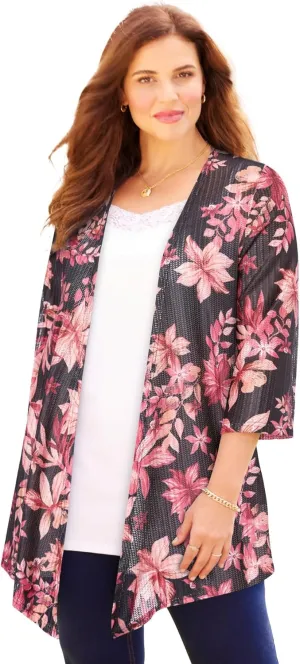 Catherines Women's Plus Size Harmony Knit Herringbone Cardigan