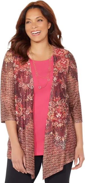 Catherines Women's Plus Size Harmony Knit Herringbone Cardigan