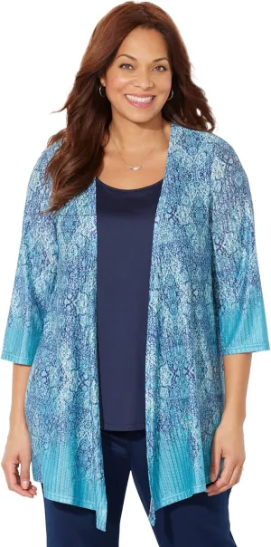 Catherines Women's Plus Size Harmony Knit Herringbone Cardigan