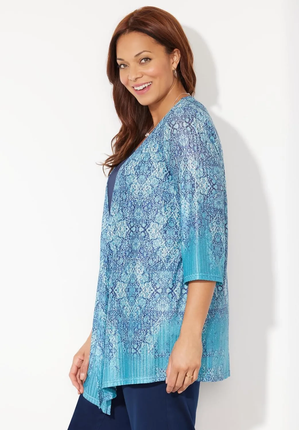 Catherines Women's Plus Size Harmony Knit Herringbone Cardigan