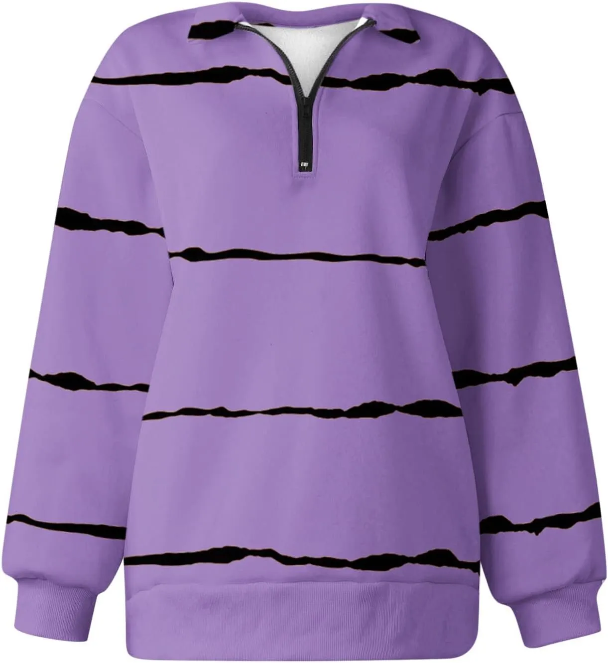 Ceboyel Women Striped Print Sweatshirts 2023 Oversized Hoodie Pullover 1/4 Zip Casual Fall Tops Loose Fit Trendy Outfits