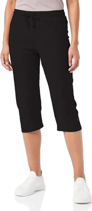 Champion, Lightweight Lounge Cropped Pants, Jersey Knit Capri for Women, 18", Black, XX-Large