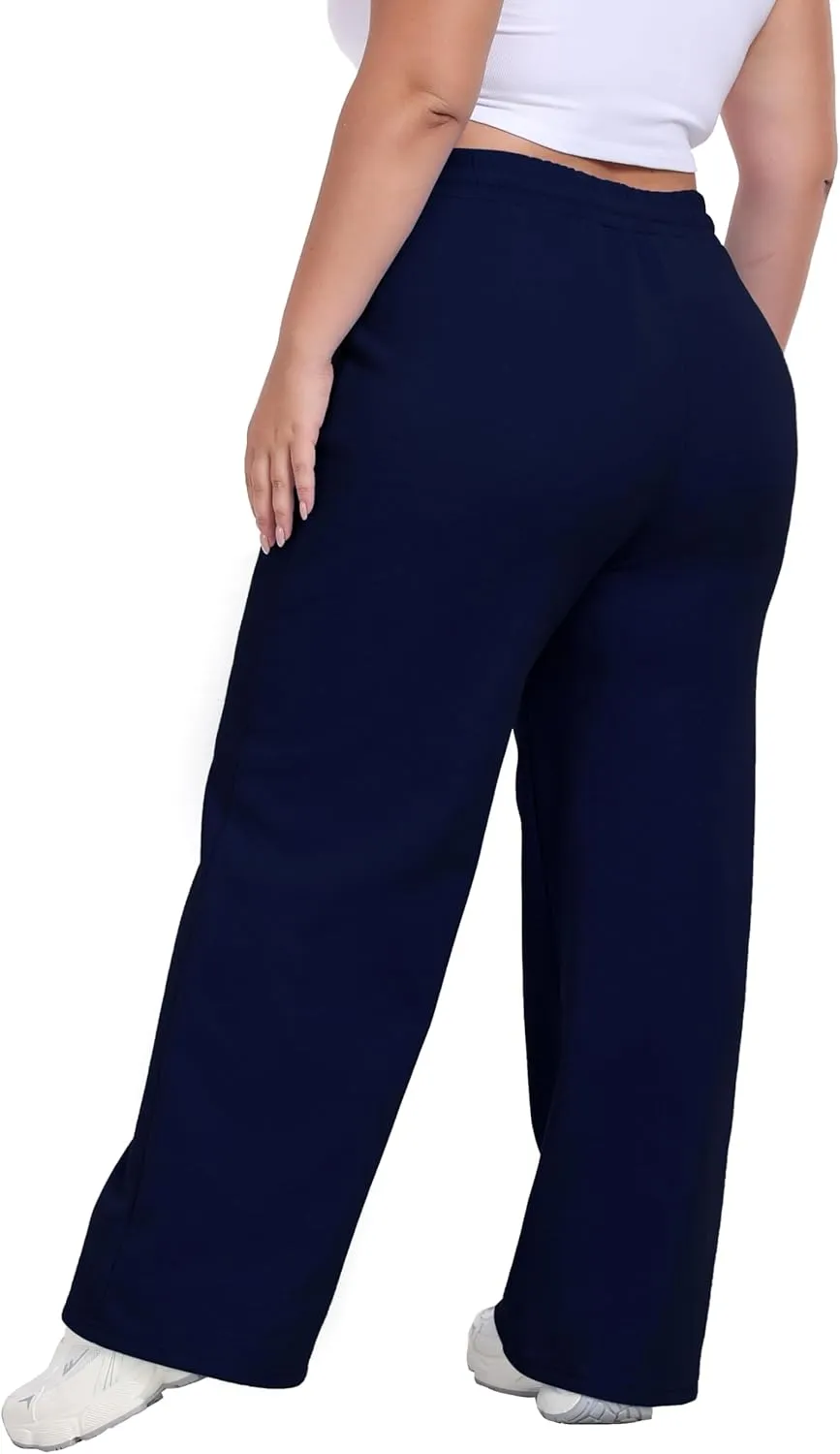 Cheapestbuy Women's Plus Size Wide Leg Sweatpants Stretchy Baggy Sweat Pants Loose Active Pants with Pockets
