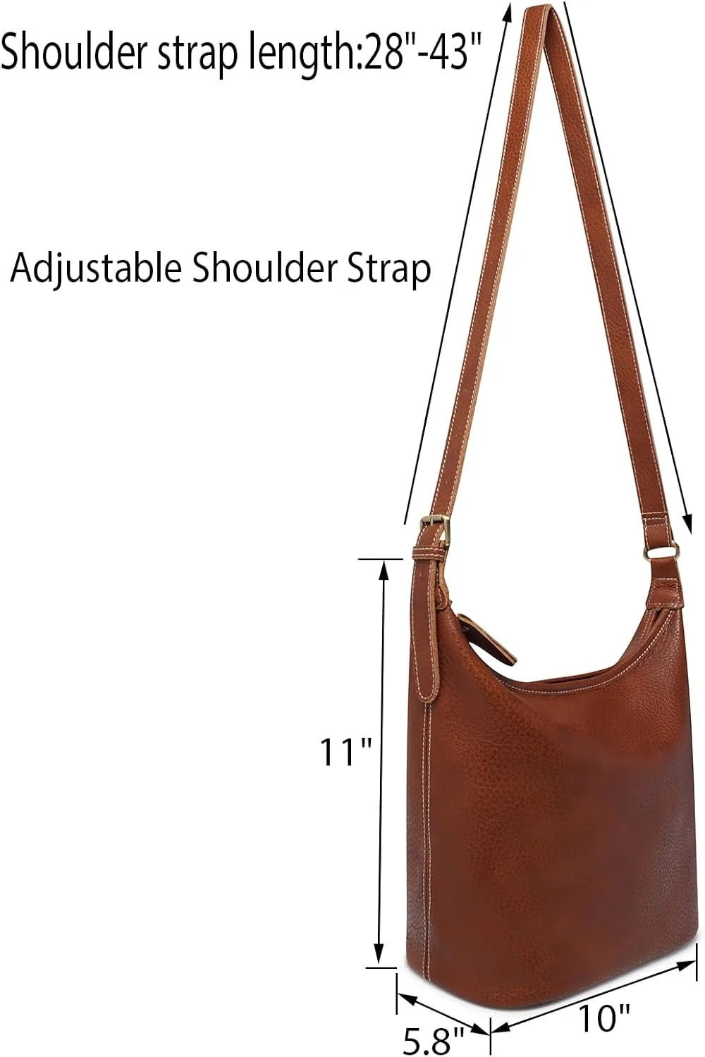 Classic Leather Hobo Shoulder Bag Leather Adjustable Strap Minimalist Style Genuine Cowhide Perfect for Everyday Use