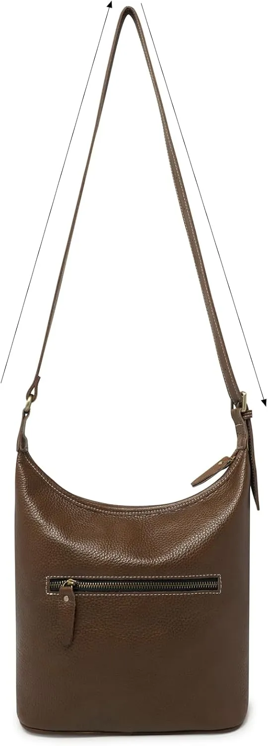 Classic Leather Hobo Shoulder Bag Leather Adjustable Strap Minimalist Style Genuine Cowhide Perfect for Everyday Use