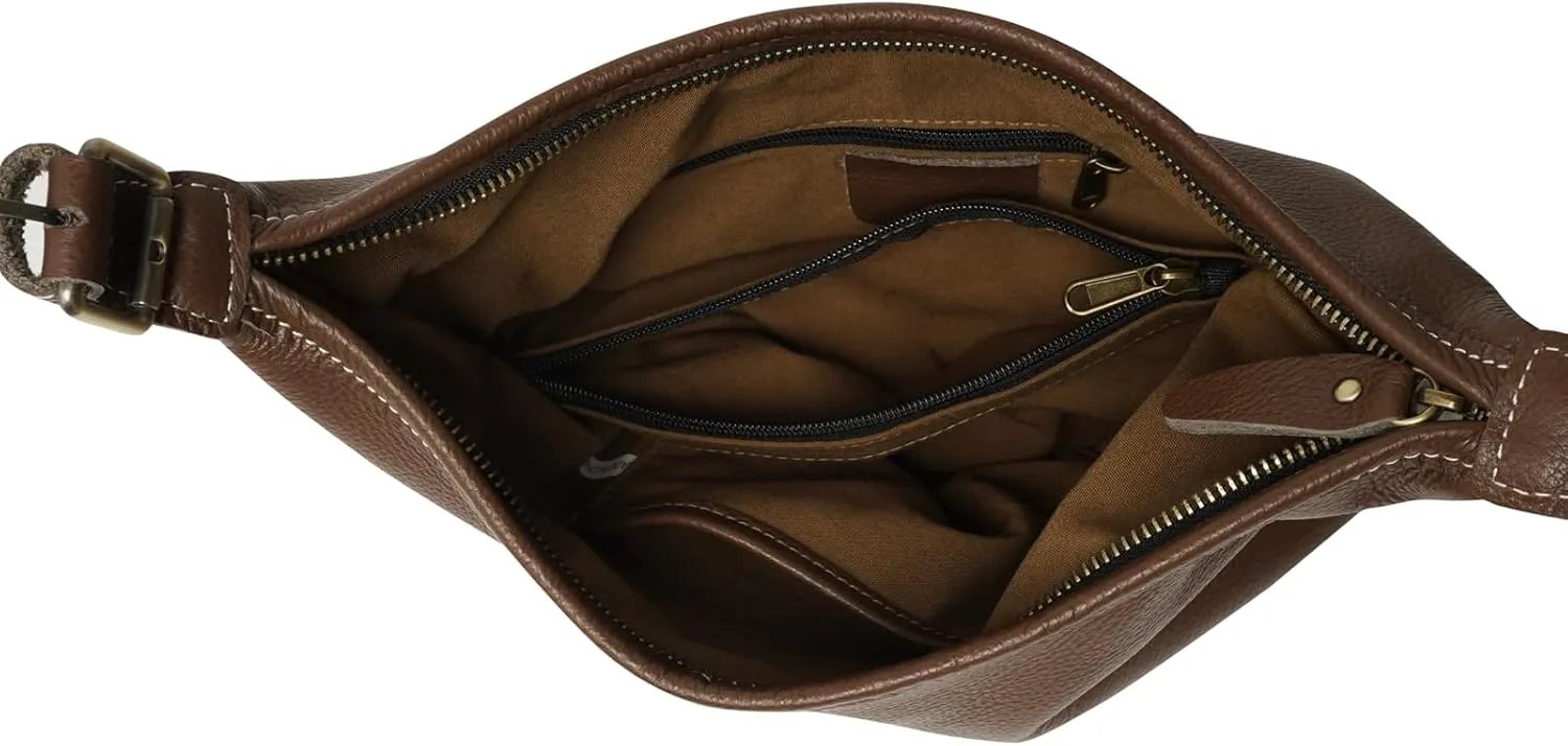 Classic Leather Hobo Shoulder Bag Leather Adjustable Strap Minimalist Style Genuine Cowhide Perfect for Everyday Use