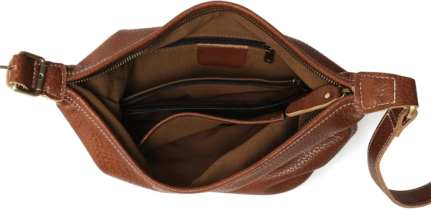 Classic Leather Hobo Shoulder Bag Leather Adjustable Strap Minimalist Style Genuine Cowhide Perfect for Everyday Use