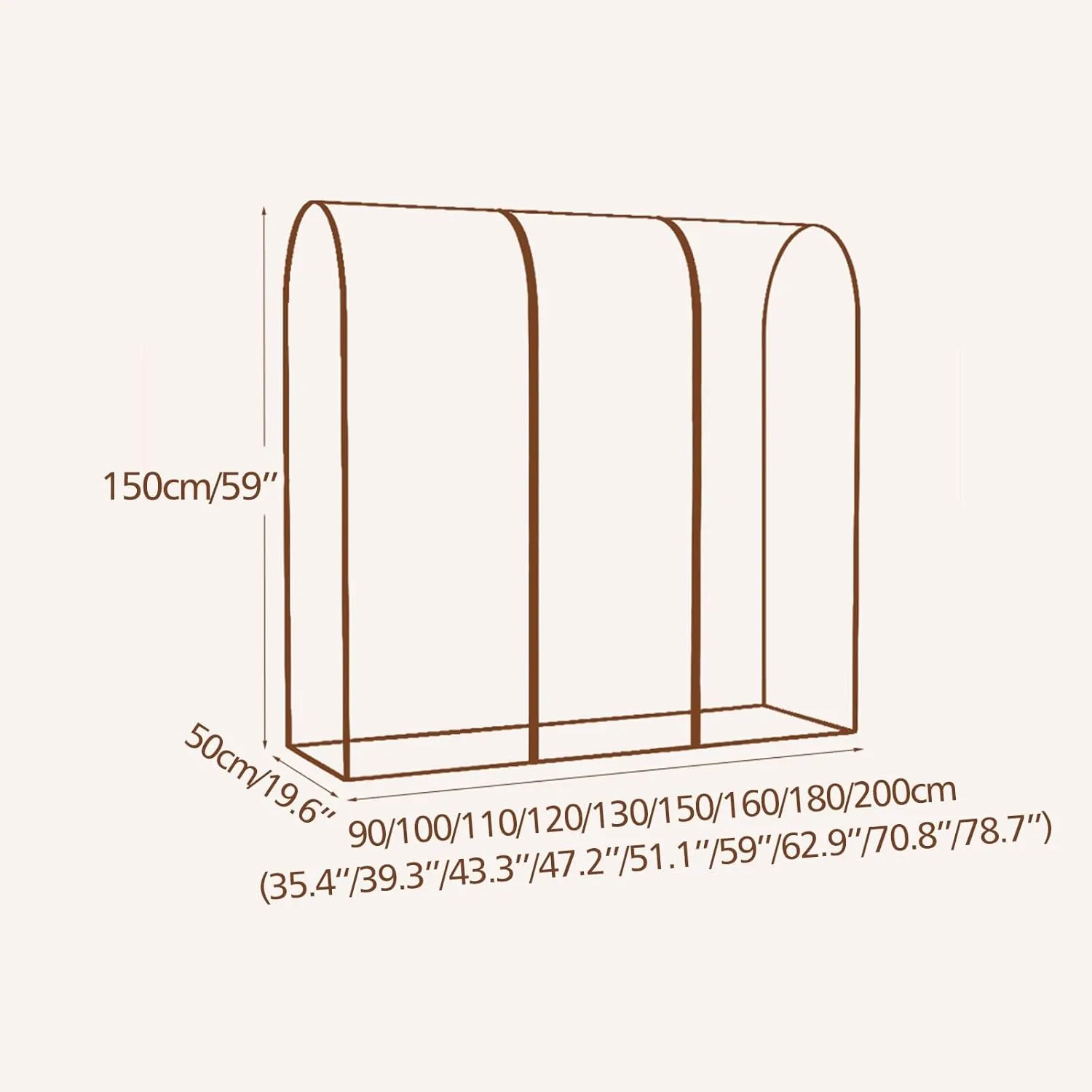 Clear Garment Bags for Hanging Clothes, Dust-Proof Garment Rack Cover, Washable Suit Bag for Suit Coats Shirts(120x50x150cm)