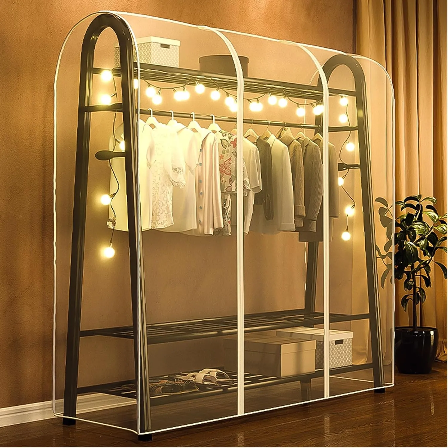 Clear Garment Bags for Hanging Clothes, Dust-Proof Garment Rack Cover, Washable Suit Bag for Suit Coats Shirts(120x50x150cm)