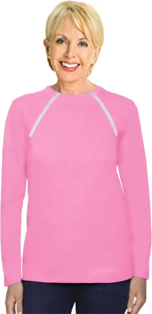 ComfyChemo CHEMOWEAR : Women's Long Sleeve Chemotherapy Port Zipper Shirts