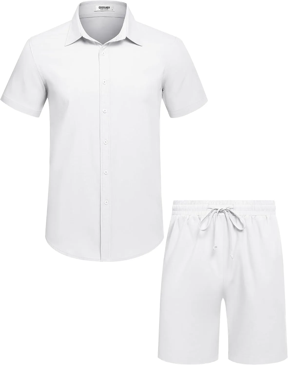 COOFANDY Men's 2 Pieces Cotton Linen Set Short Sleeve Button Down Shirts Summer Beach Shorts Casual Outfits