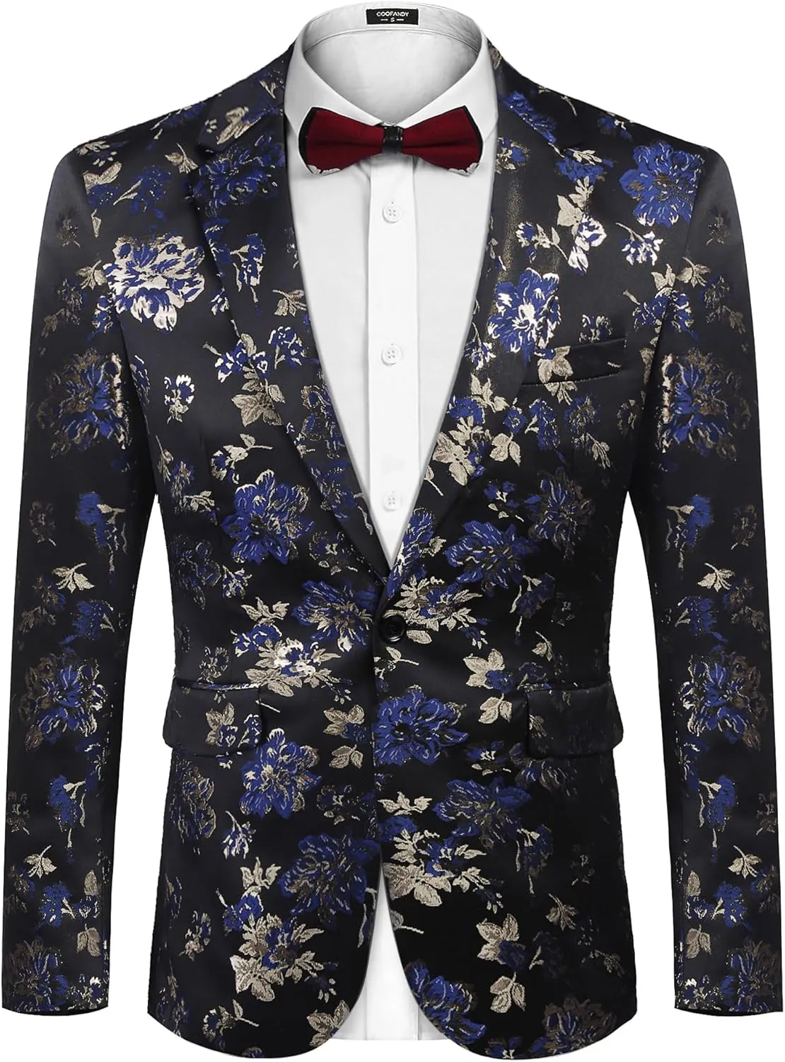 COOFANDY Mens Floral Tuxedo Jackets Slim Fit Suit Blazer Jacket for Wedding Dinner Prom