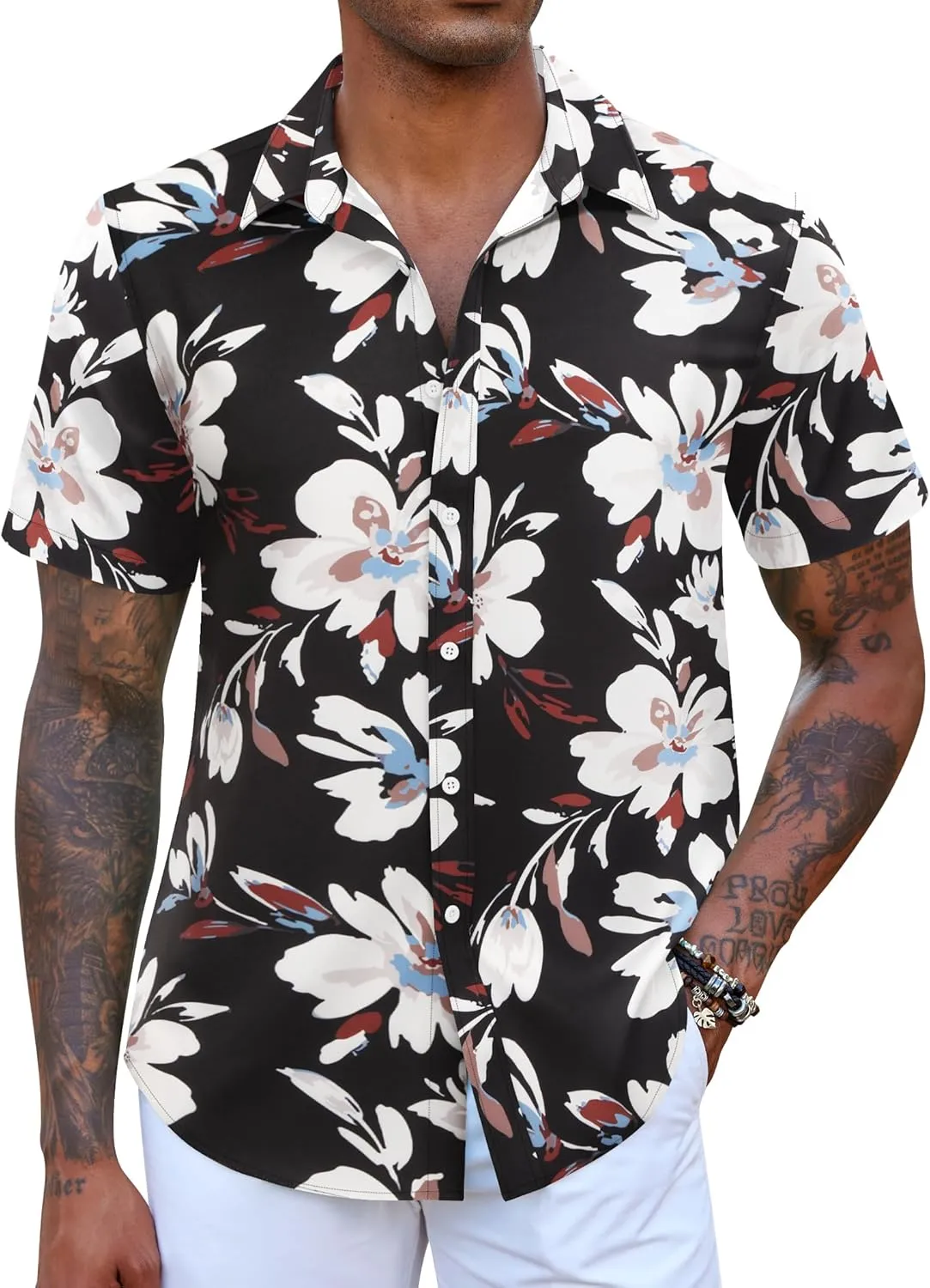 COOFANDY Mens Hawaiian Shirts Short Sleeve Button Down Aloha Shirt Casual Beach Clothes