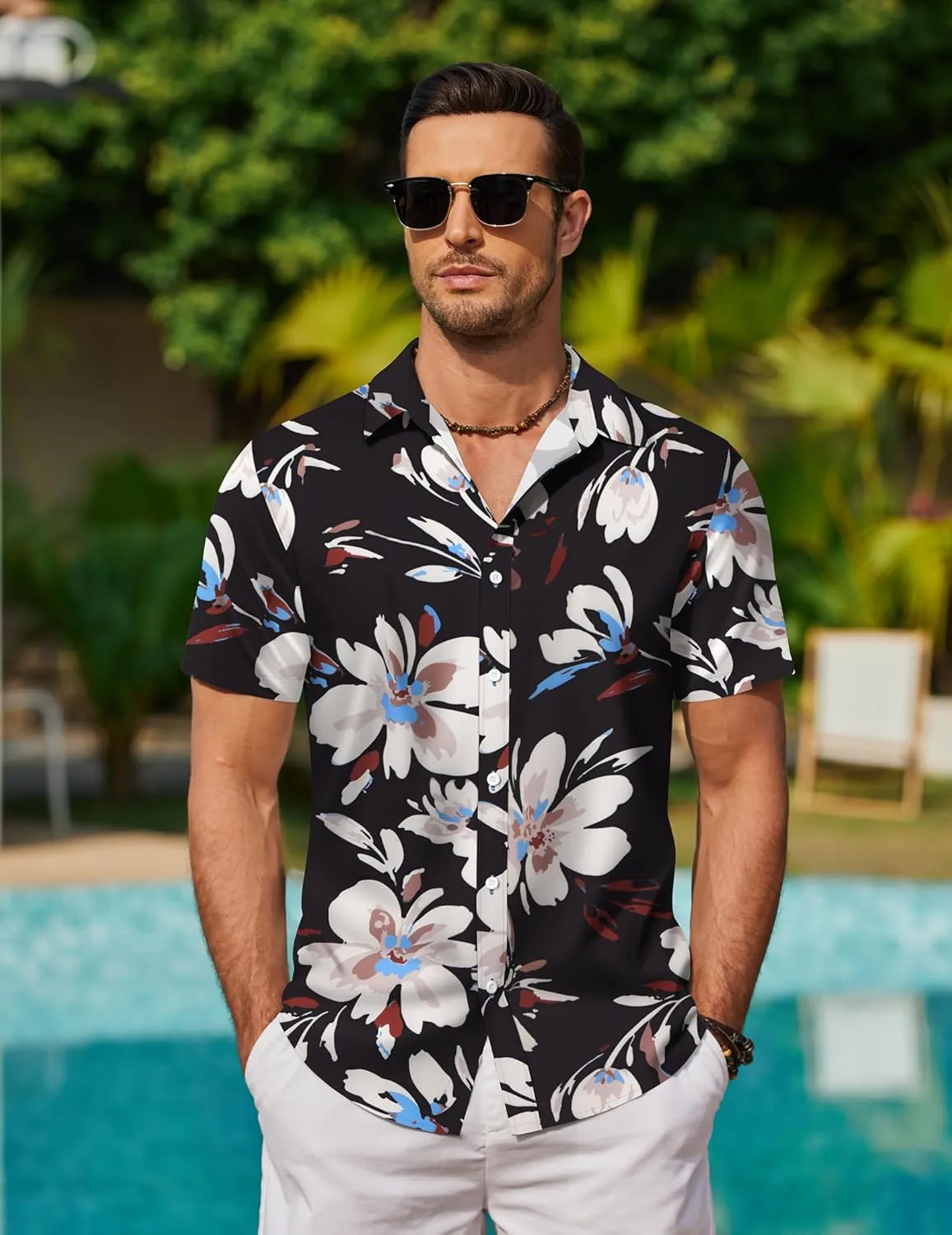 COOFANDY Mens Hawaiian Shirts Short Sleeve Button Down Aloha Shirt Casual Beach Clothes