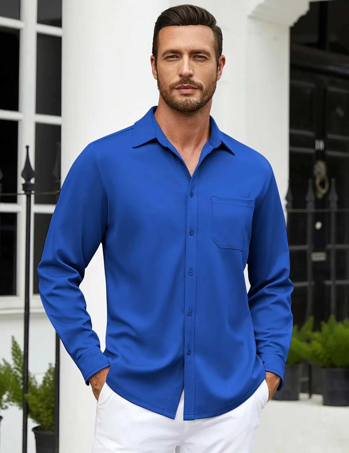 COOFANDY Mens Long Sleeve Casual Button Down Shirt Wrinkle Free Untucked Dress Shirts