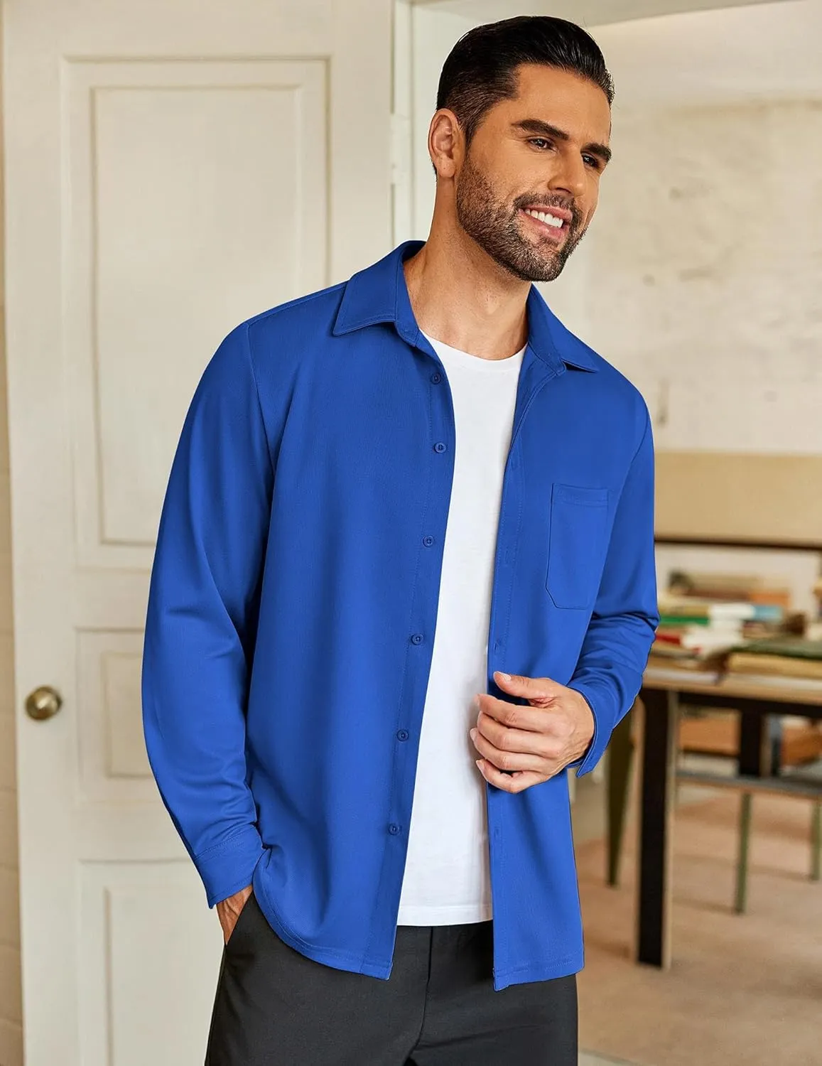 COOFANDY Mens Long Sleeve Casual Button Down Shirt Wrinkle Free Untucked Dress Shirts