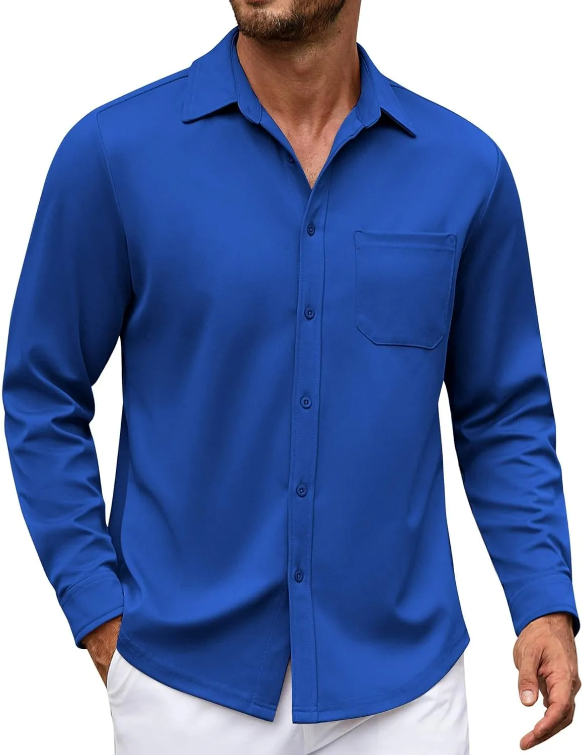 COOFANDY Mens Long Sleeve Casual Button Down Shirt Wrinkle Free Untucked Dress Shirts