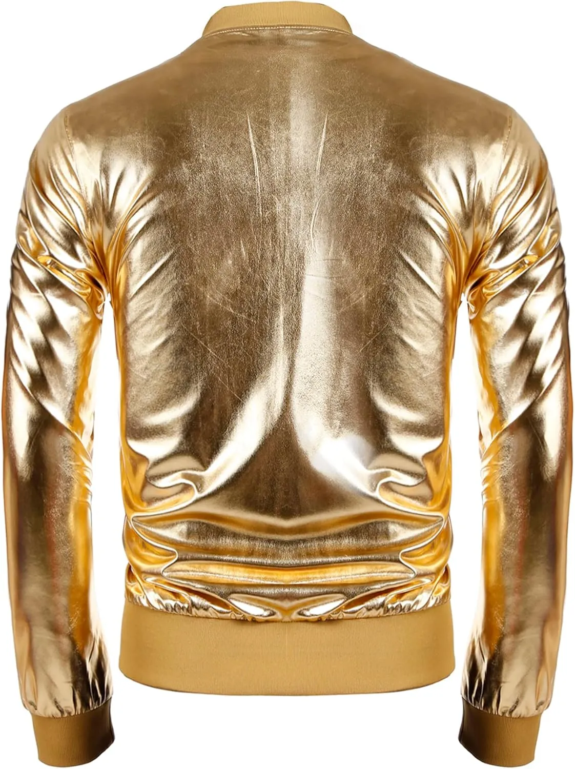 COOFANDY Men's Metallic Jacket 70s Disco Party Varsity Jacket Zip-up Baseball Bomber