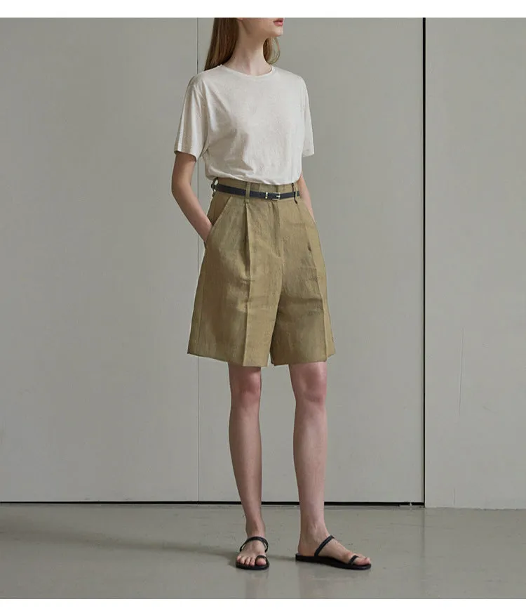 Cotton linen blend shorts