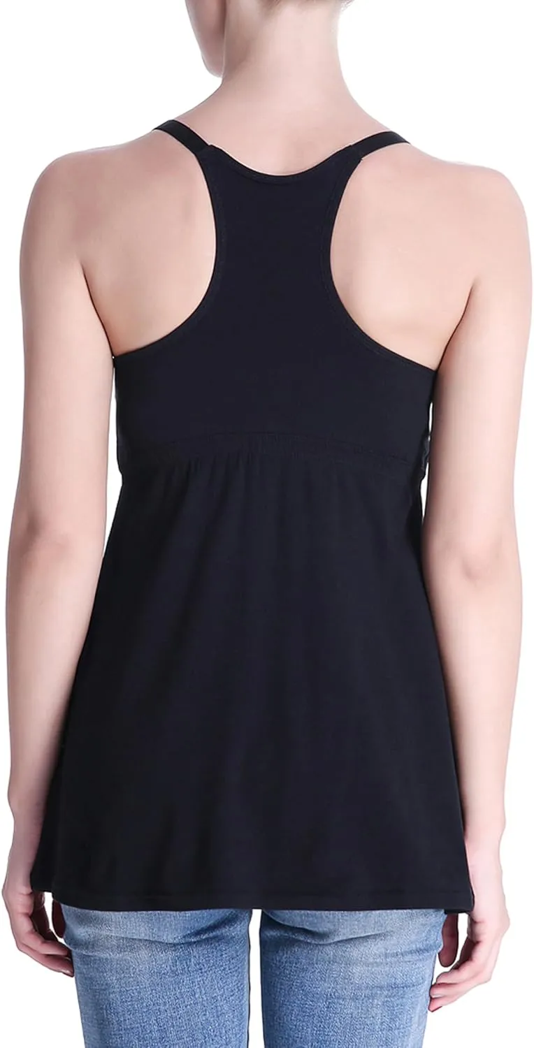 Cotton Maternity Nursing Tank Tops with Bralette Breastfeeding Shirts Pregnancy Clothes