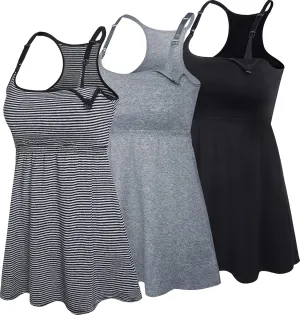 Cotton Maternity Nursing Tank Tops with Bralette Breastfeeding Shirts Pregnancy Clothes
