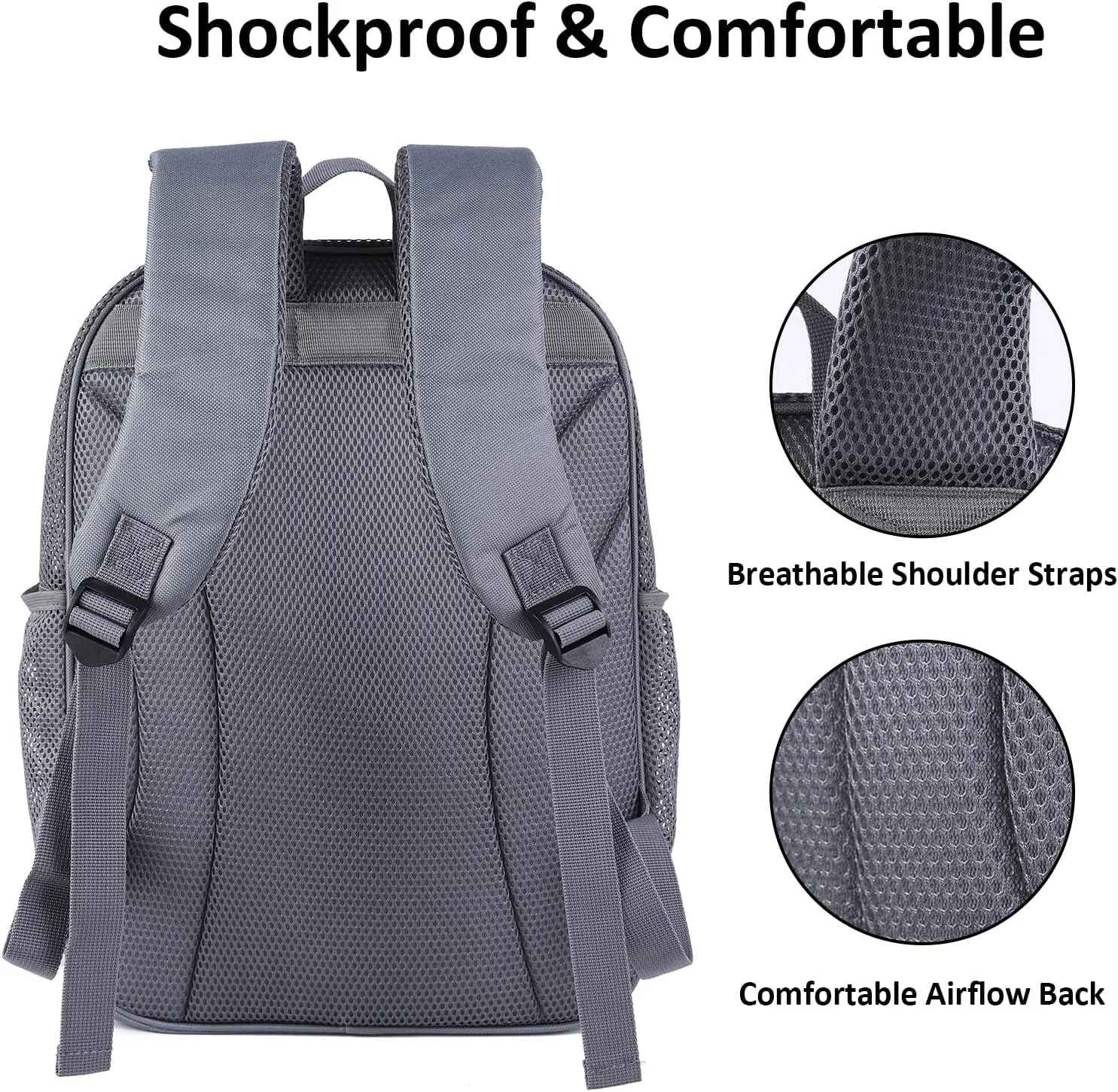 COVAX Large Mesh Backpack, Semi-transparent College Backpack, See Through Mesh Bookbag with Bungee and Comfort Padded Straps for Travel, Swimming, Beach, Outdoor Sports (Grey)