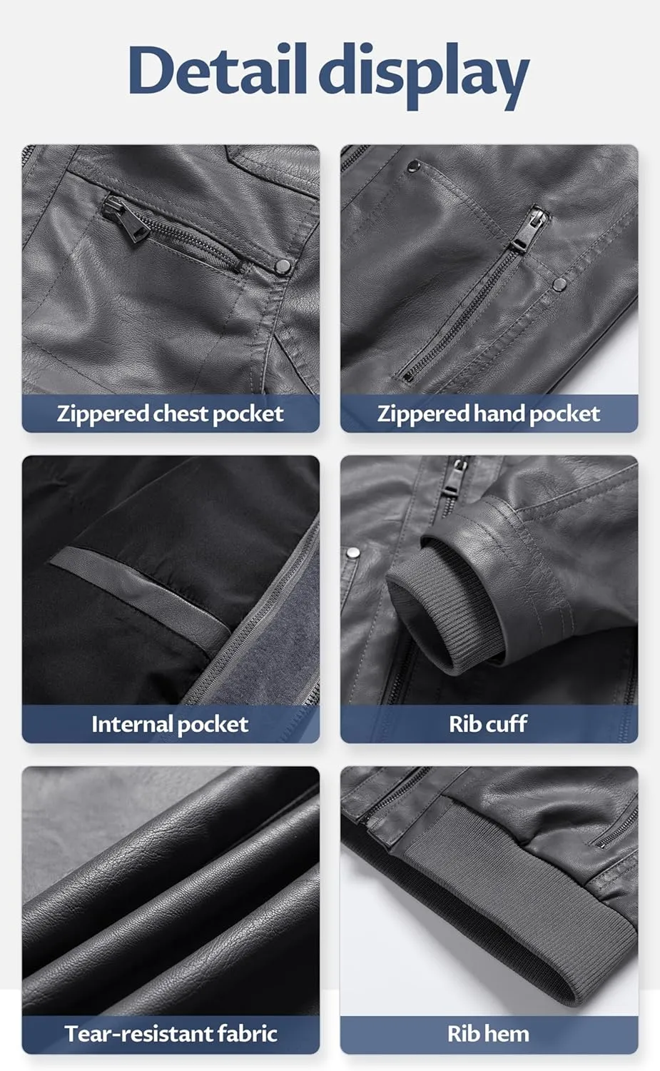 CREATMO US Women's Faux Leather Jacket Waterproof Motorcycle Bomber Jacket Vintage PU Moto Biker Coat With Removable Hood