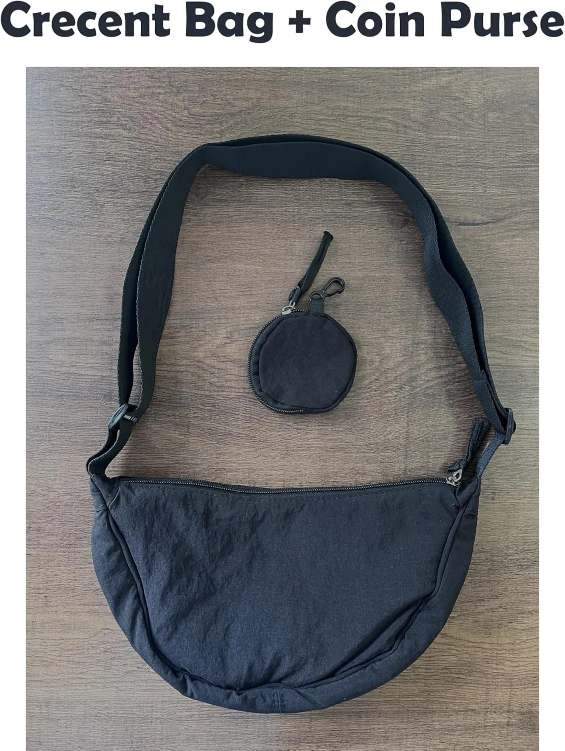 Crossbody Bag with Coin Purse Hobo Sling Crescent Bag Women Men Trendy Small Nylon Shoulder Bag Purse Adjustable Strap