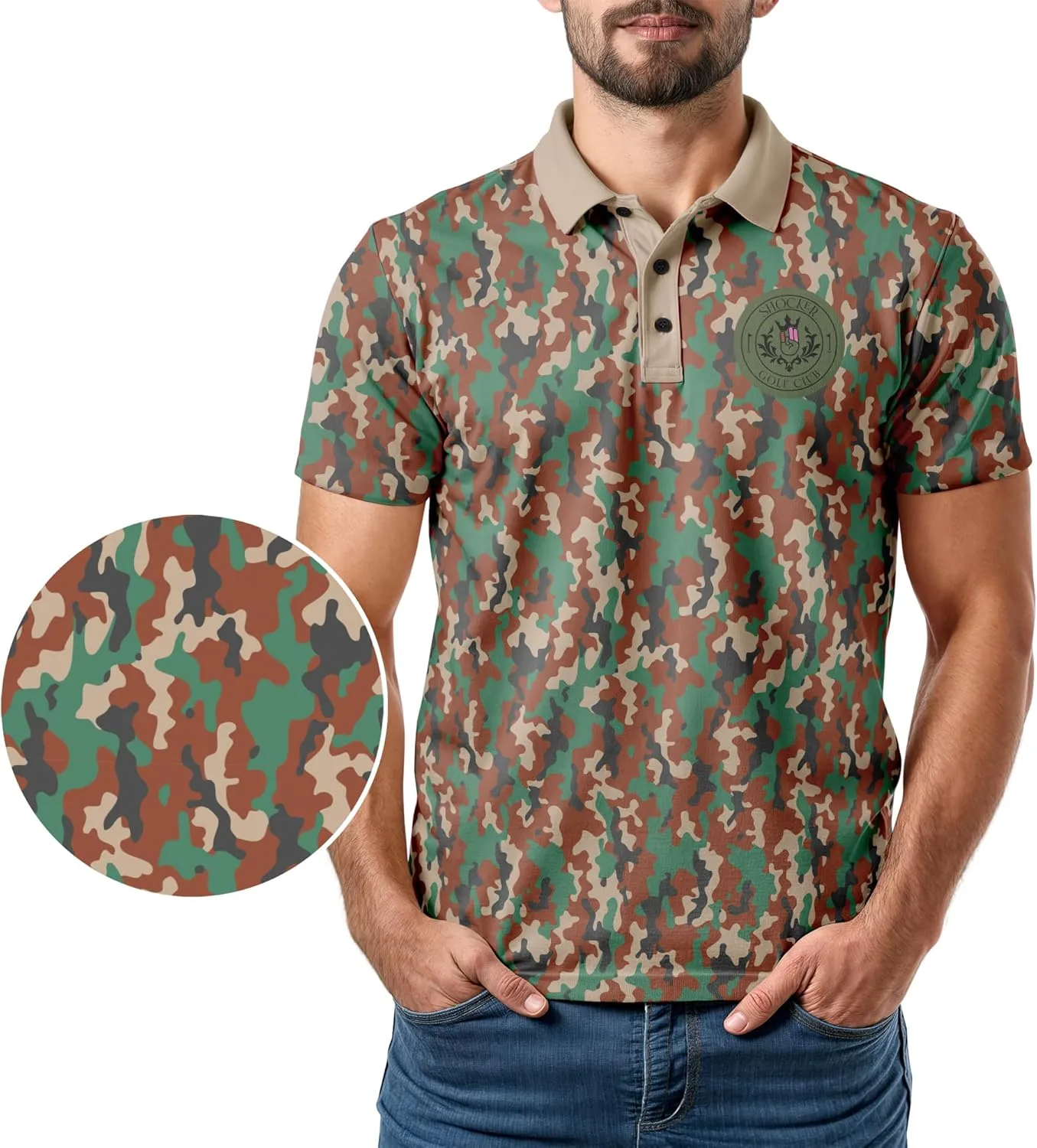 Crude Funny Golf Polo Shirts - Men UPF Dry Fit Performance Moisture Wicking Hawaiian Quick Dry Stretch Disc Shocker Glove
