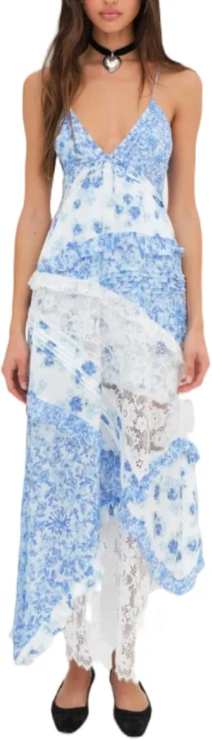 Cute Floral Long Sundresses for Women Boho Smocked Spaghetti Strap Dress Y2k Flowy Beach Ruffle Backless Maxi Dress