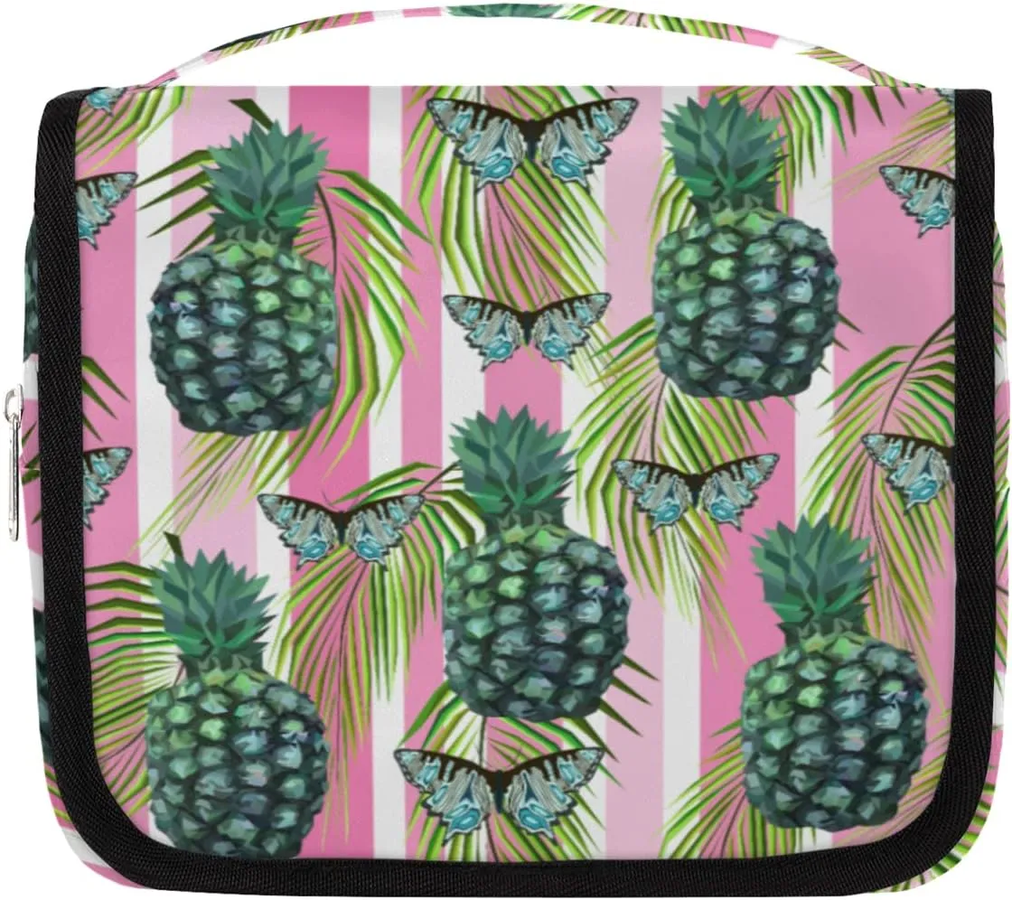 Cute Hanging Travel Toiletry Bag Pineapple Bright Travel Accessory Essentials,Portable Make Up Cosmetic Bag Toiletry Kit Organizer for Women Men