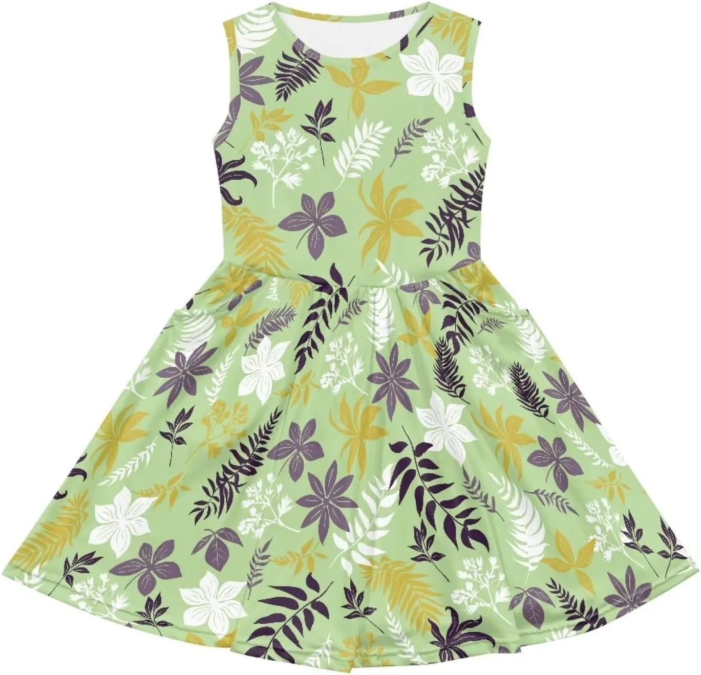Cute Sundress with Pockets for Girls Casual Dress Knee Length Sleeveless Beach Skirts for 2-14T Teen Girls