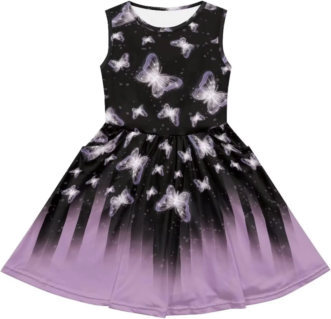 Cute Sundress with Pockets for Girls Casual Dress Knee Length Sleeveless Beach Skirts for 2-14T Teen Girls