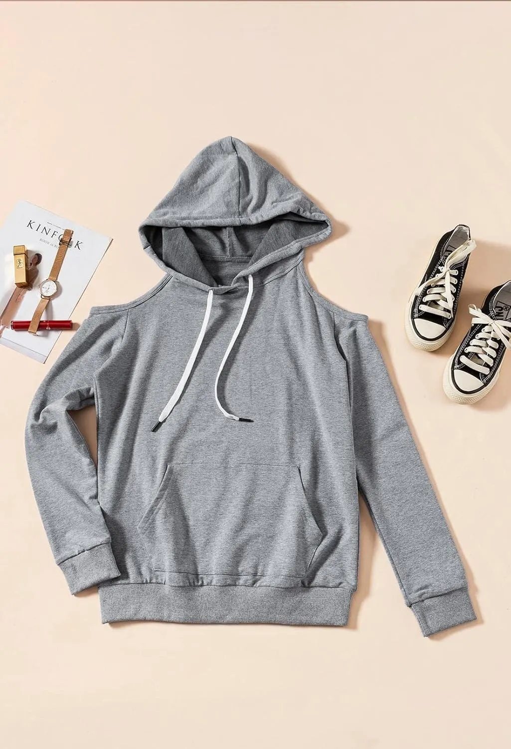 Cutiefox Women's Casual Long Sleeve Drawstring Hoodie Sweatshirts Pullover with Pockets