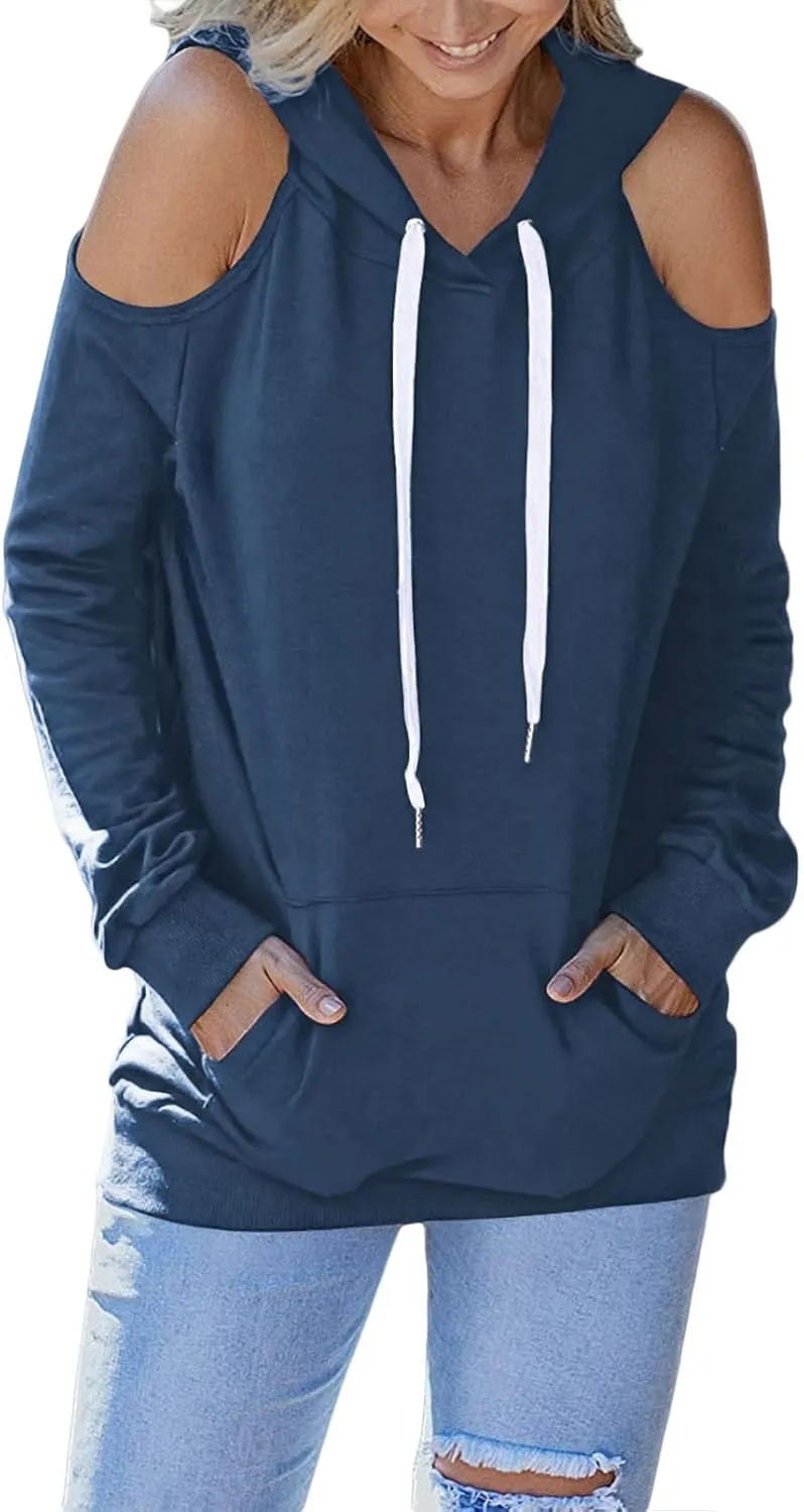 Cutiefox Women's Casual Long Sleeve Drawstring Hoodie Sweatshirts Pullover with Pockets