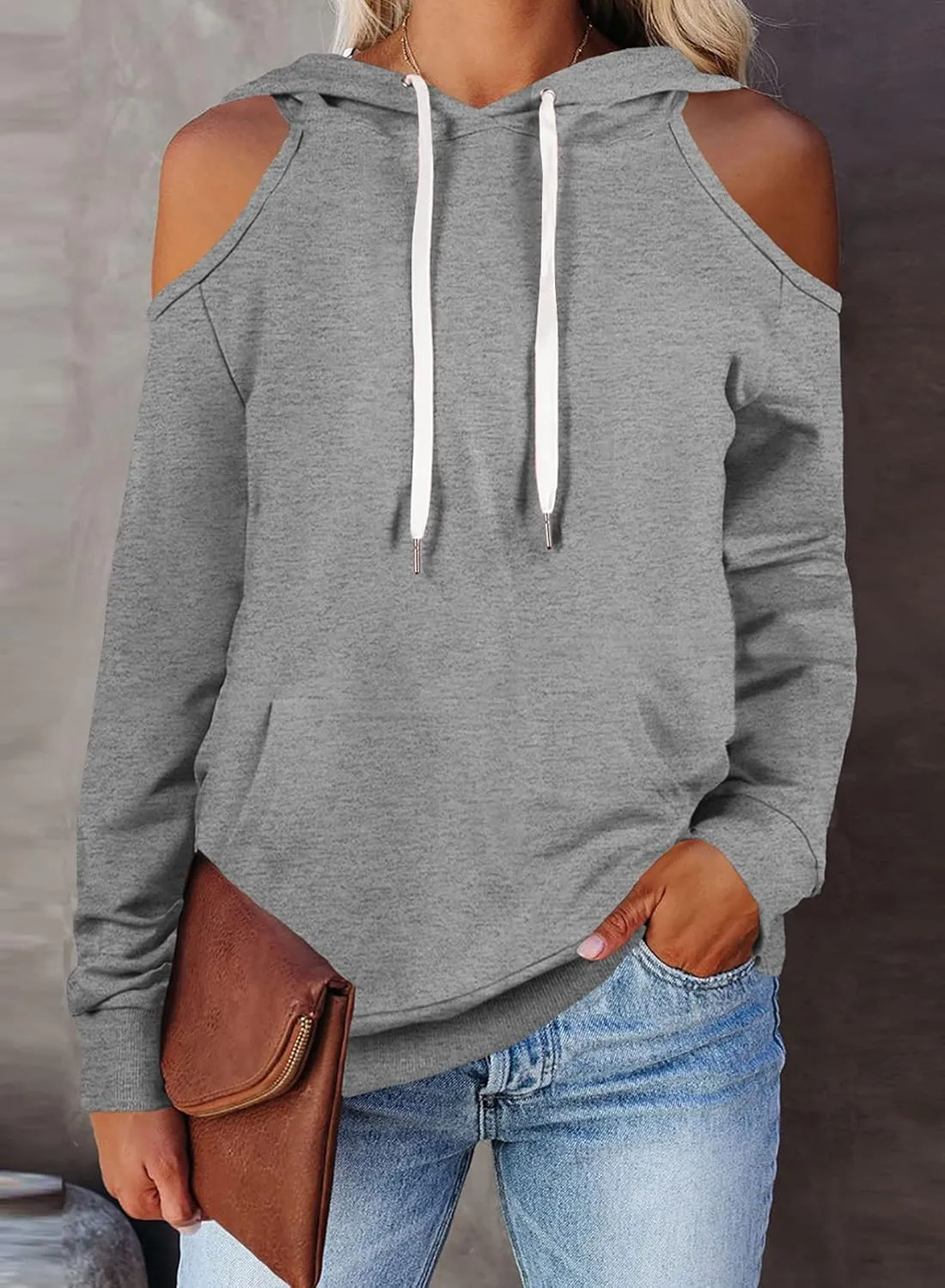 Cutiefox Women's Casual Long Sleeve Drawstring Hoodie Sweatshirts Pullover with Pockets