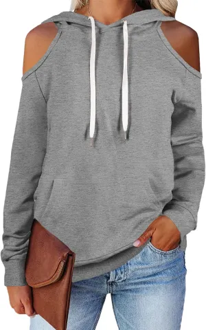 Cutiefox Women's Casual Long Sleeve Drawstring Hoodie Sweatshirts Pullover with Pockets