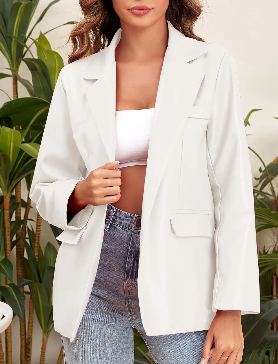 CYCLAMEN 2024 Fall Womens Faux Leather Jacket Blazer Motorcycle Coats Winter Outfits Clothes