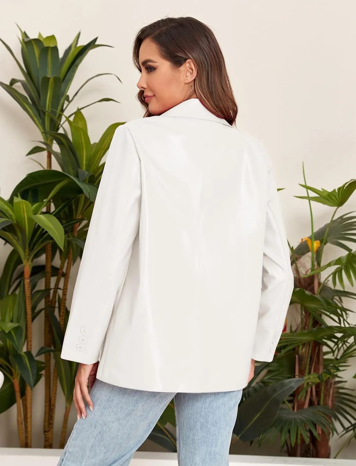 CYCLAMEN 2024 Fall Womens Faux Leather Jacket Blazer Motorcycle Coats Winter Outfits Clothes