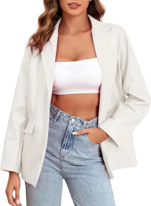 CYCLAMEN 2024 Fall Womens Faux Leather Jacket Blazer Motorcycle Coats Winter Outfits Clothes